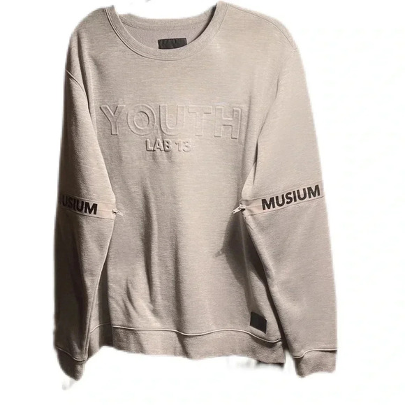 Musium Div grey crew neck casual polycotton blck shorts long sleeve sweatshirt L - Picture 1 of 4